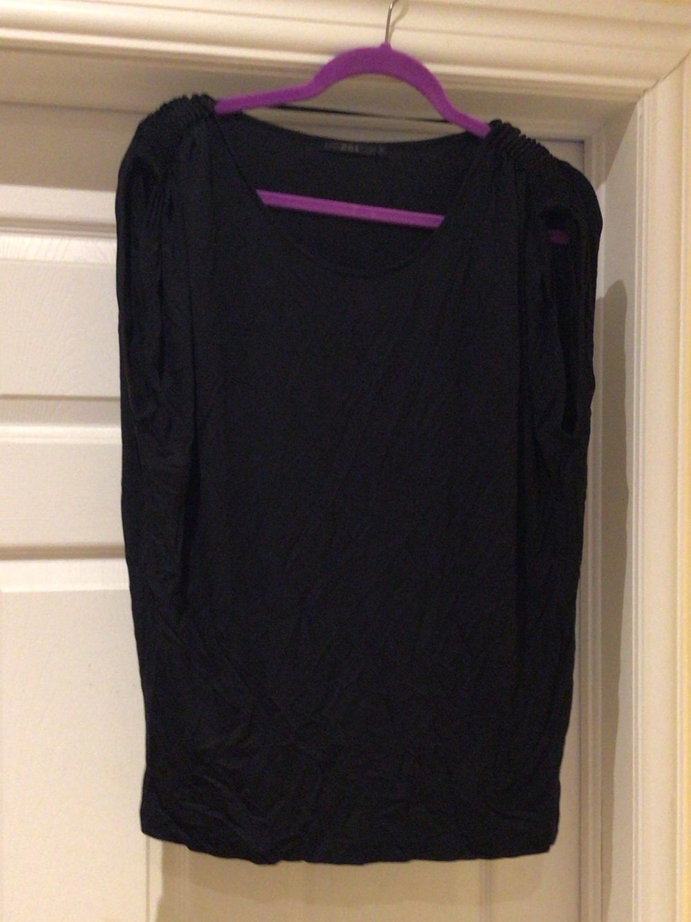 COS Black Tank Top with Gathered Shoulder Detail